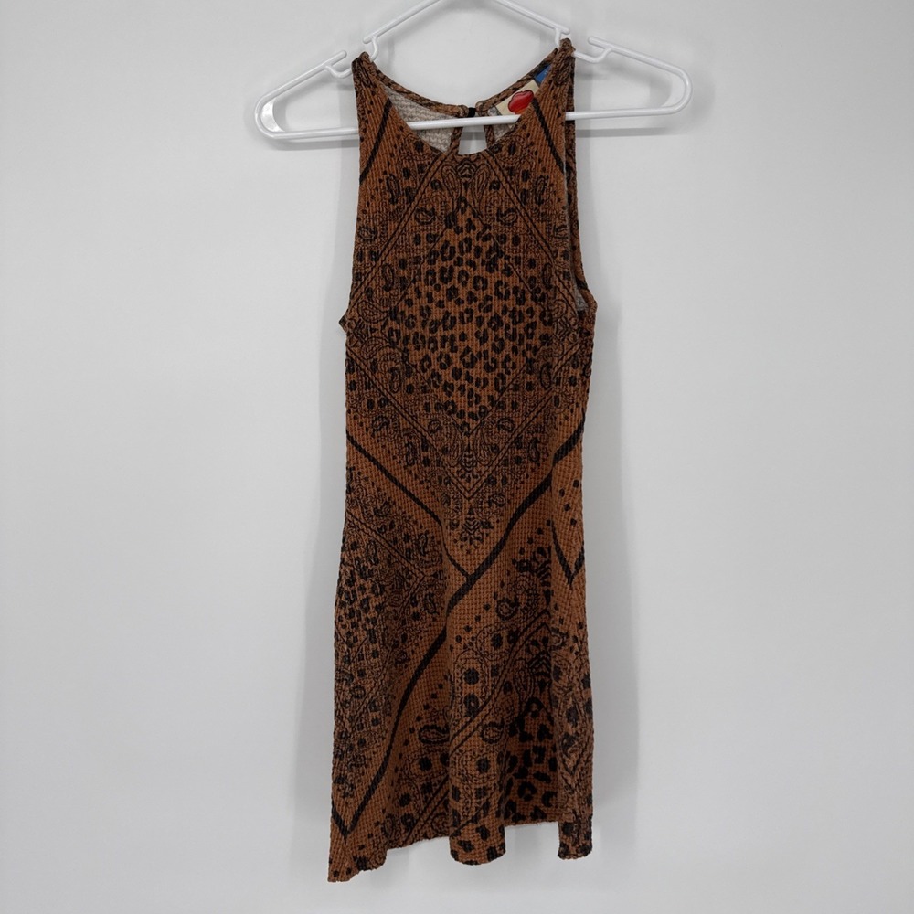 Farm Rio Anthropologie Alyse Animal Print Mini Dress Leopard Boho Chic Knit XS